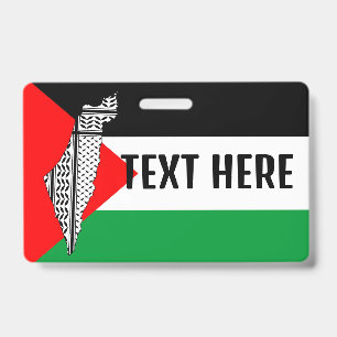 Badge Drapeau et carte de la Palestine avec motif Keffiy