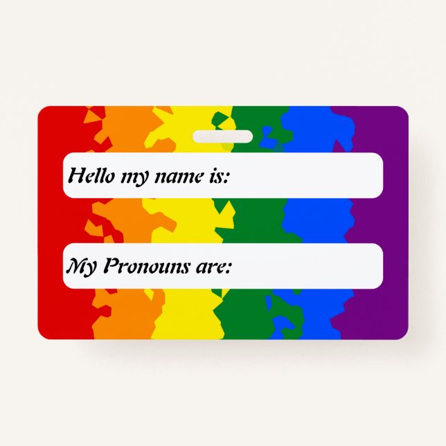 Badge Drapeau Gay pride personnalisable Boho Funky Rainb (Devant)