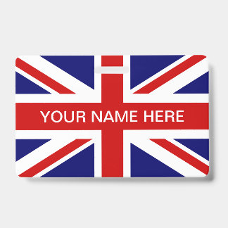 Badge Drapeau Union Jack britannique nom personnalisé