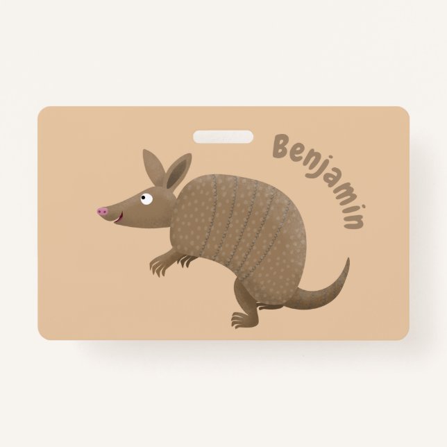 Badge Drôle armadillo joyeux dessin animé (Devant)