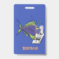 Drôle caricature de poisson de pêcheur