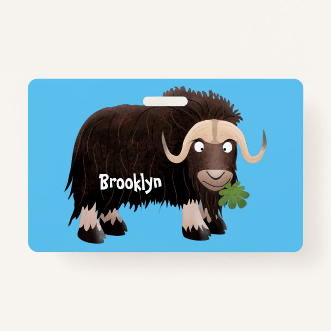 Badge Drôle dessin animé de boeuf musqué (Devant)