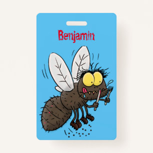 Badge Drôle dessin animé d'insecte de la mouche à cheval