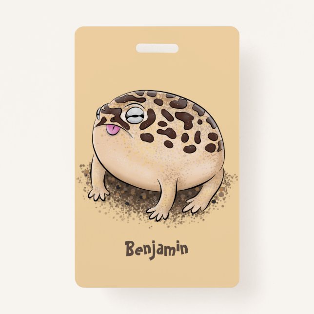 Badge Drôle dessin de grenouille à pluie dans le désert (Devant)