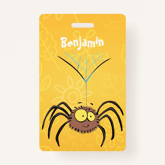 Badge Drôle mignon dessin animé d'araignée moelleuse (Devant)