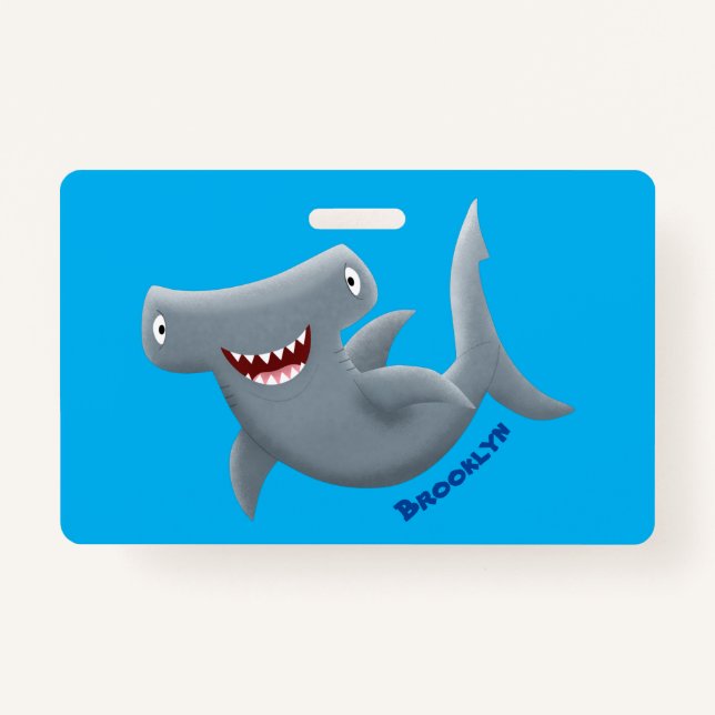 Badge Drôle mignon requin marteau dessin animé (Devant)