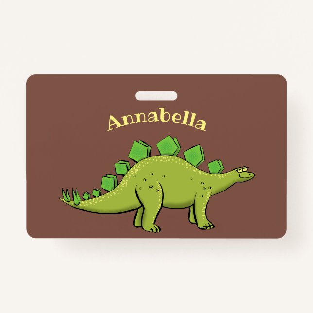 Badge Drôle stegosaurus dinosaure dessin animé (Devant)