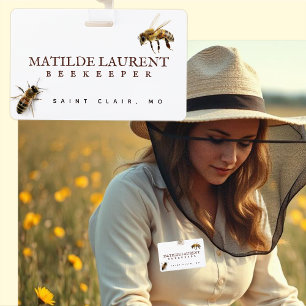 badge du nom de l'apiculteur avec abeilles domesti