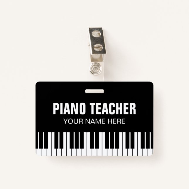 Badge du professeur de musique piano avec clip (Devant avec clip)