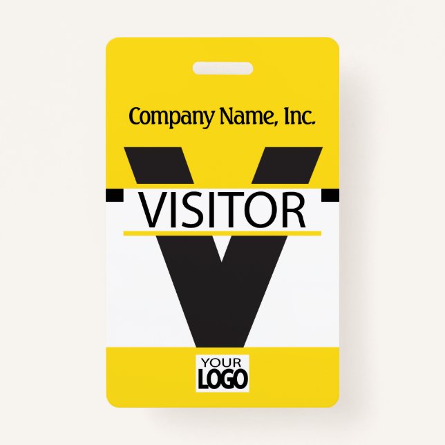 Badge du visiteur avec votre logo - Jaune (Devant)
