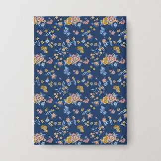 Badge Effet de filetage Arrière - plan bleu Motif floral