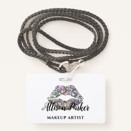 Badge Elégant artiste maquillage de lèvres Parties scint