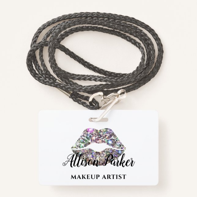 Badge Elégant artiste maquillage de lèvres Parties scint (Devant avec lanière)