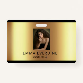 Badge Elegant Black Gold Photo Name Title 