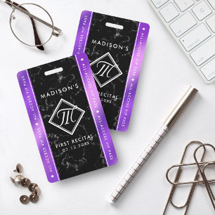 Badge Élégant Deep Purple Foil Marbre Noir Événement VIP