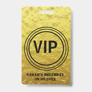 Badge Elégant Gold Black VIP All Access Anniversaire