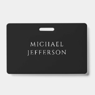 Badge Élégant Personnalisé Sur Mesure Blanc Noir Uni