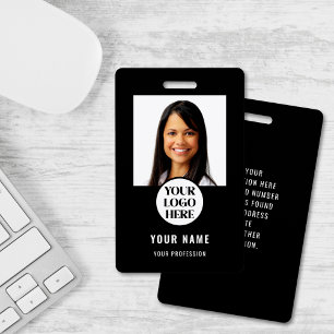 Badge élégant pour employé avec photo en noir