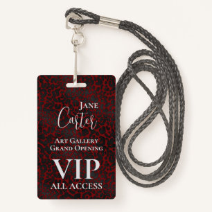 Badge Élégant Red Black Leopard VIP All Access Pass