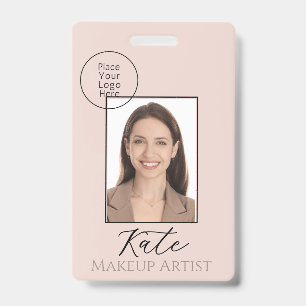 Badge Élégant Rose Pâle Beauté Photo Entreprise Branding