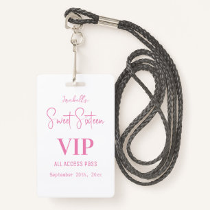 Badge Élégant Sweet sixteen de script blanc Invitation V