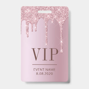 Badge Élégant VIP Access Rose d'événements Parties scint