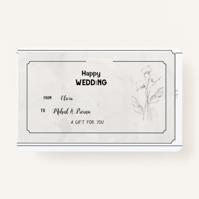 Badge Élégante étiquette cadeau Mariage beige (Devant)