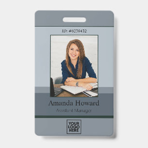 Badge Élégante palette grise Employé Photo ID Sociét