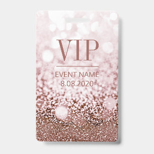 Badge Élégante Parties scintillant rose Rose d'événement