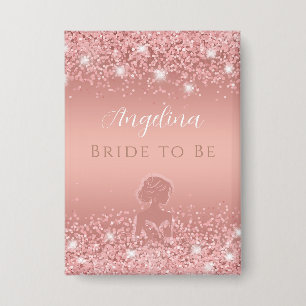 Badge Élégante Rose Gold Luxe Shimmer Mariage 