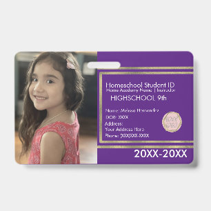 Badge Élégantes cartes d'identité de l'école à domicile