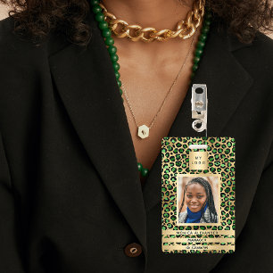 Badge Emerald vert léopard photo entreprise