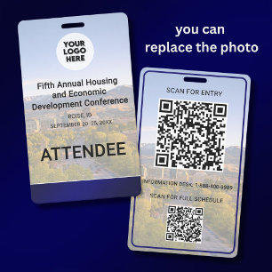 Badge Emplacement Remplacement Photo QR Logo Conférence