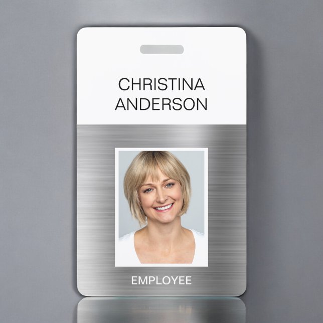 Badge Employé Argent - Nom Photo Entreprise Métallique (Créateur téléchargé)