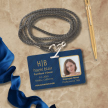 Badge Employé Bleu Nuit Or Personnalisé