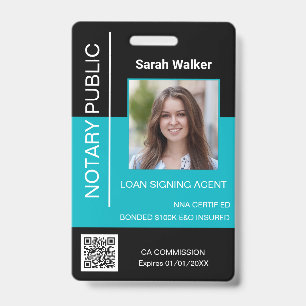 Badge Employé de bureau au Notaire Public ID turquoise n