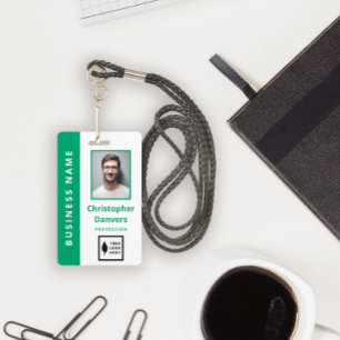 Badge Employé de Bureau Propre Vert Blanc Ajoutez