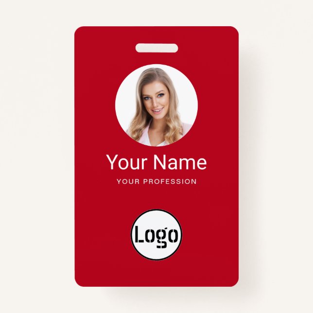 Badge Employé de l'entreprise - Logo, Photo, Code-barres (Devant)