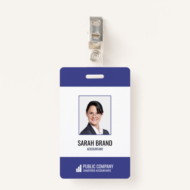 Badge Employé de l'entreprise moderne ID d'entreprise em (Devant avec clip)