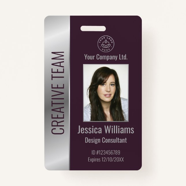 Badge Employé de l'entreprise personnalisé Burgundy Arge (Devant)