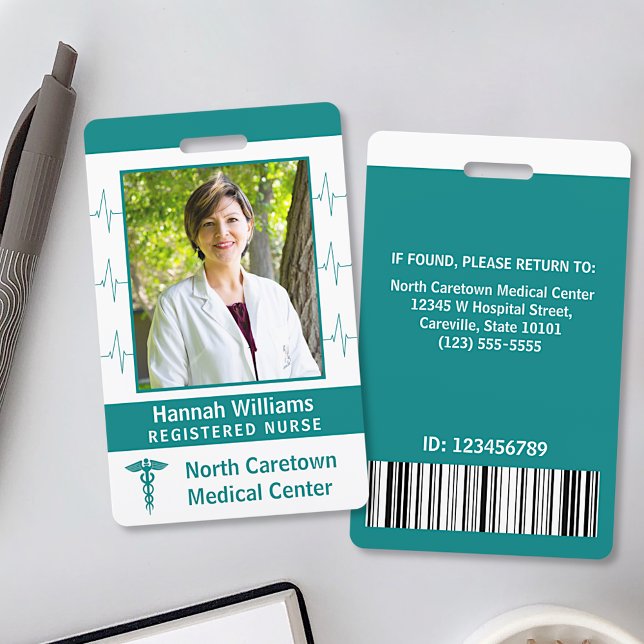 Badge Employé de l'hôpital Nurse Photo Code barre person (Créateur téléchargé)