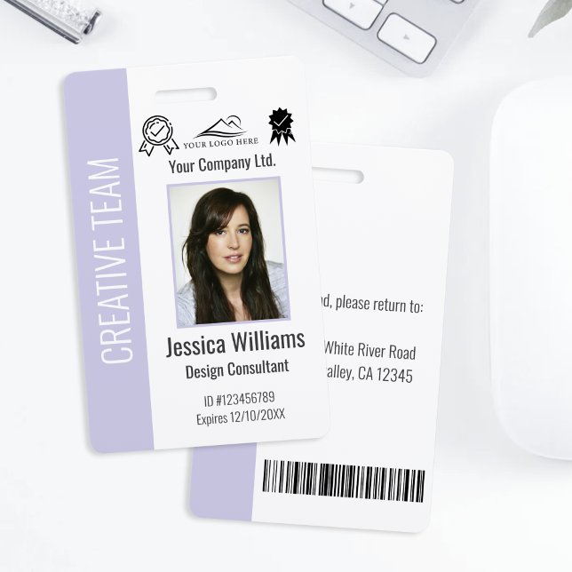Badge Employé d'entreprise personnalisé Pastel Lavender  (Créateur téléchargé)