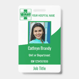 Badge Employé d'hôpital ou de clinique personnalisé vert