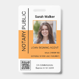 Badge Employé du bureau photo Nota Public ID jaune