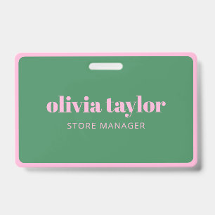 Badge Employé Entreprise Rose Vert Personnel Migno