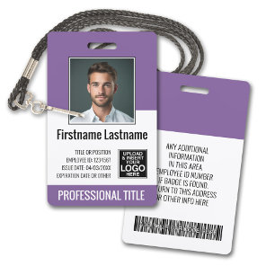 Badge Employé essentiel - Photo, Code-barres, Logo, Viol