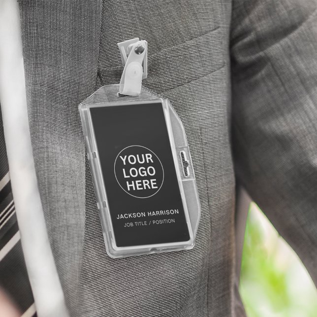 Badge Employé ID Professionnel Logo Professionnel Noir (Créateur téléchargé)