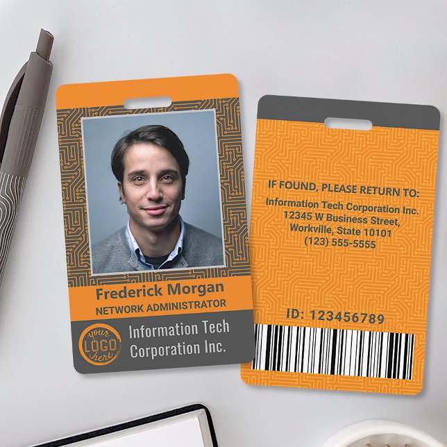 Badge Employé informatique code à barres personnalisé av (Créateur téléchargé)