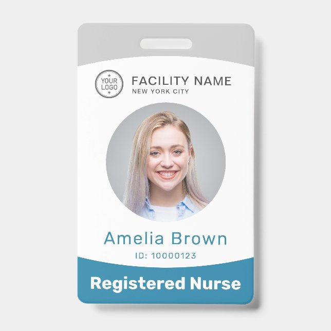Badge employé moderne avec photo et nom personnali (Avant)
