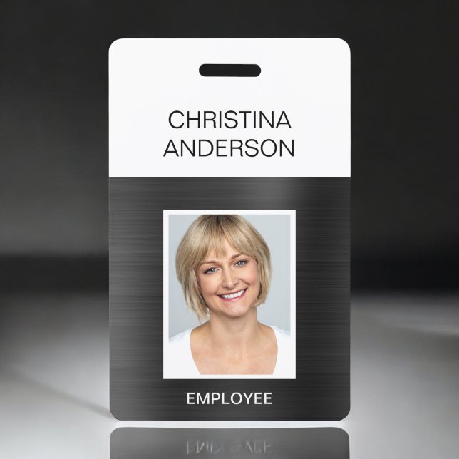 Badge Employé noir - Nom Photo Entreprise Métallique (Créateur téléchargé)